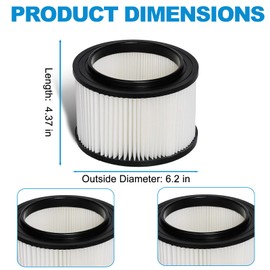 Shop Vacuum Filter Replacement for Nerans 17810, 3-Pack with Cleaning Brush, 3-4 Gallon Vacs