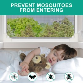 MEKOTRIN Magnetic Window Screen with Frame, Adjustable DIY Fly Screen Window Net Max 100x120 cm Black Fiberglass Mesh Screen Kit Easy Installation Prevents Mosquitoes Insects Flies(White Frame)