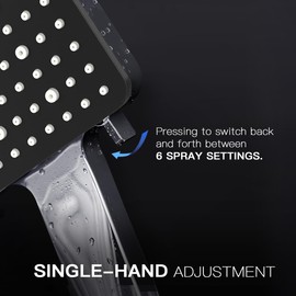 Shower Head, Newentor High Pressure Shower Heads with 6 Modes, Power Shower Head Only, Universal Water Saving Large Shower Head, Silver-Black