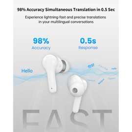 ANFIER M6S Language Translator Earbuds Two Way Real-time with 144 Languages and Accents 98% High Accuracy Fast Response Translation Earbuds with APP for Travel Business Education (Online Translation)