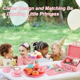 Viwulute Afternoon Tea Toys Set Pretend Play Food Toys for Toddler Girls, Party Tea Playset Toy Gifts for 3 4 5 6 Year Old Girl Boy Kids Toddlers