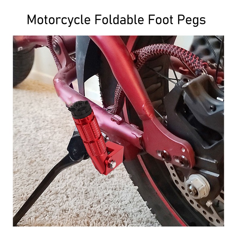 2Pcs Motorcycle Foldable Foot Pegs M8 Antislip Aluminium Alloy Universal