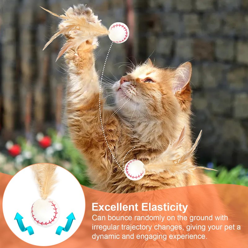 prota 6 PCS Cat Bouncy Ball With Feather, Bouncy Tails