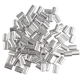 Futheda 100 pcs Aluminum Crimping Loop Sleeve Clips Oval Shaped for 1.5mm Cable Wire Rope Silver Tone