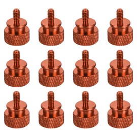 sourcing map 12pcs UNC6-32x6.5mm Knurled Thumb Screw Computer Case Threaded Hand Tighten Screws Aluminum Alloy for PC Case, Champagne