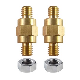 3/8"-16 Brass Stud Side Post Battery Terminal Bolt, Ampper Standard Battery Side Post Extender Stud Compatible with GM Post, Pack of 2