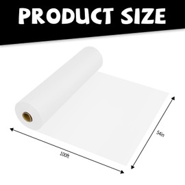JHDZDHY 54 Inch X 100 Feet Plastic Table Cover Roll Premium Disposable Plastic Tablecloth for All Type/Shape Tables | Picnic, Party, Banquet, Birthdays, Weddings (White, 54 Inch X 100 Feet)