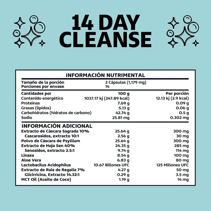Beyond Vitamins 14 Day Cleanse cascara Sagrada, Psyllium Husk, Hoja