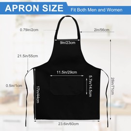 Incisite 12 Pack Bib Apron,White Aprons Bulk,Unisex Plain Bib Aprons with 2 Pockets,Blank Apron with Long Ties for Adults Cooking Painting BBQ Grilling Baking Machine Washable,70 x 60 CM (Black)