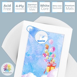 Mat Board Center, 5x7 White Picture Mats with White Core for 4x6 Pictures by Mat Board Center