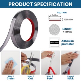 Yskzyz Peel and Stick Molding Trim Waterproof Mirror Tape Border Flexible Wall Trim Molding Self Adhesive for Home Decoration Wall Protection(9.8 Ft)