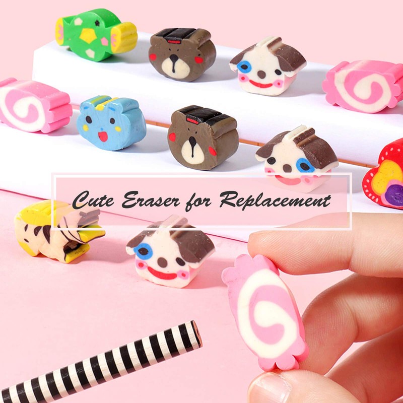 BUSHIBU Cute Pencils for Kids, Fun Pencil with Erasers Toppers,