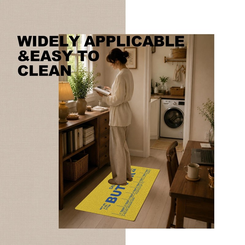 Funny Butter Kitchen Mat, Retro Baking Theme Door Mat for