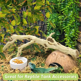 VCEPJH 4 Pcs Reptile Plants, Climbing Wood Branch Terrarium Hanging Fake Plant Leaves Bearded Dragon Tank Accessories, Habitat Decor for Snake Leopard Gecko Lizard Chameleon (Style 2)