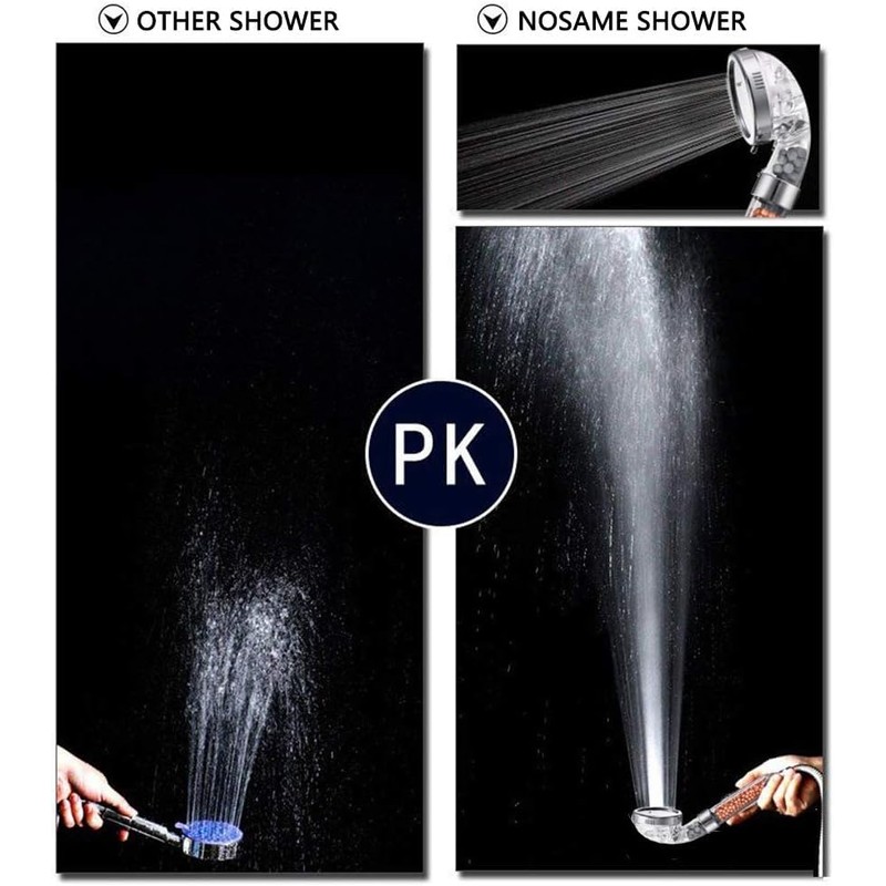 Nosame Shower Head Filter High Pressure Water Saving Adjustable 3