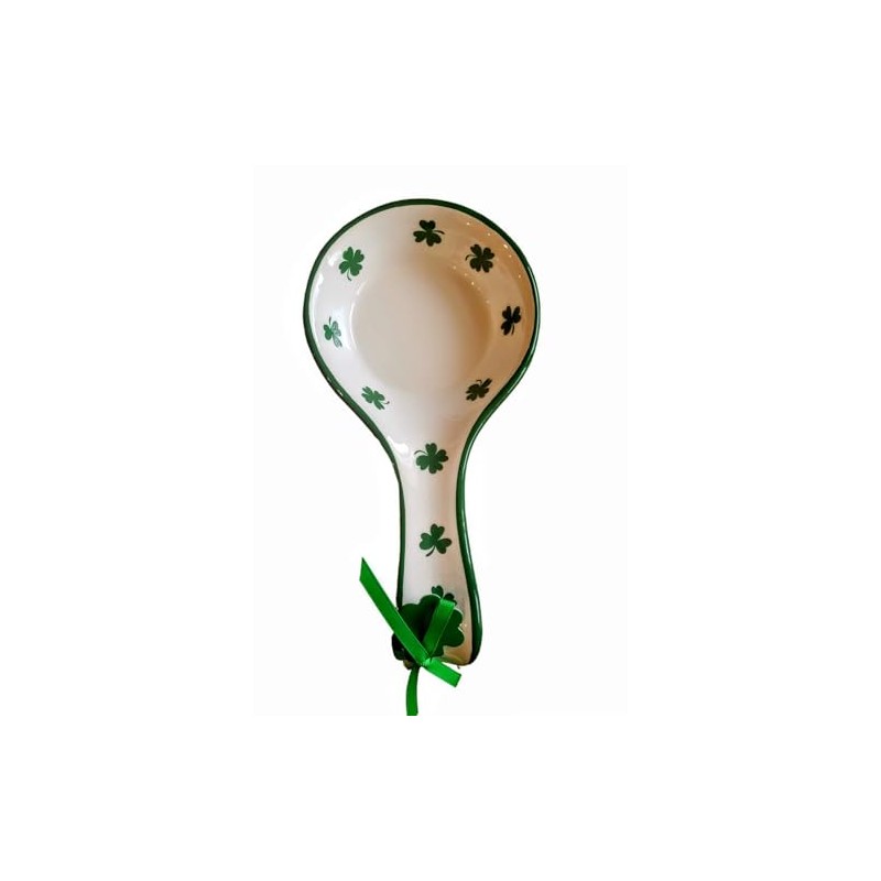 Whimsical Cupboard Irish St Patrick's Pattern Shamrock Ceramic Spoon Rest