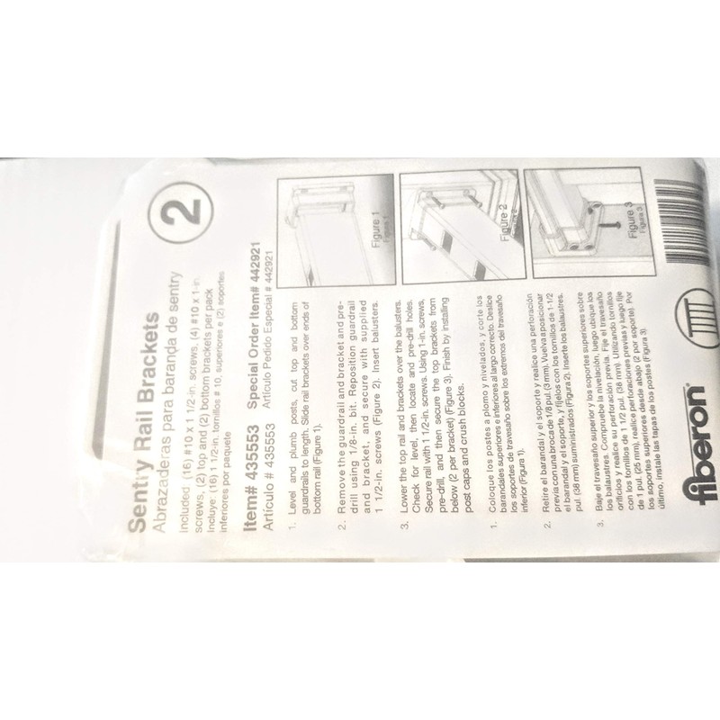Fiberon Sentry White Rail Brackets 2 Sets per Bag #435553