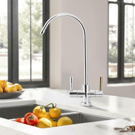 Natudeco Water Filter Tap, Double Hole Kitchen Water Filter Tap Hot and Cold Drinking Water Filter Reverse Osmosis RO Tap Sink Filter Water Dispenser
