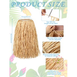 Giegxin Natural Raffia Grass Skirts Tropical Luau Hula Skirt for Adults Women Men Hawaiian Party Costume Beach(Fresh Style,1 Pack)