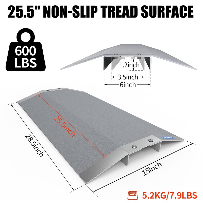 UOKRR Wheelchair Ramp 28.5" W, Bridge Threshold Ramp for Doorways,