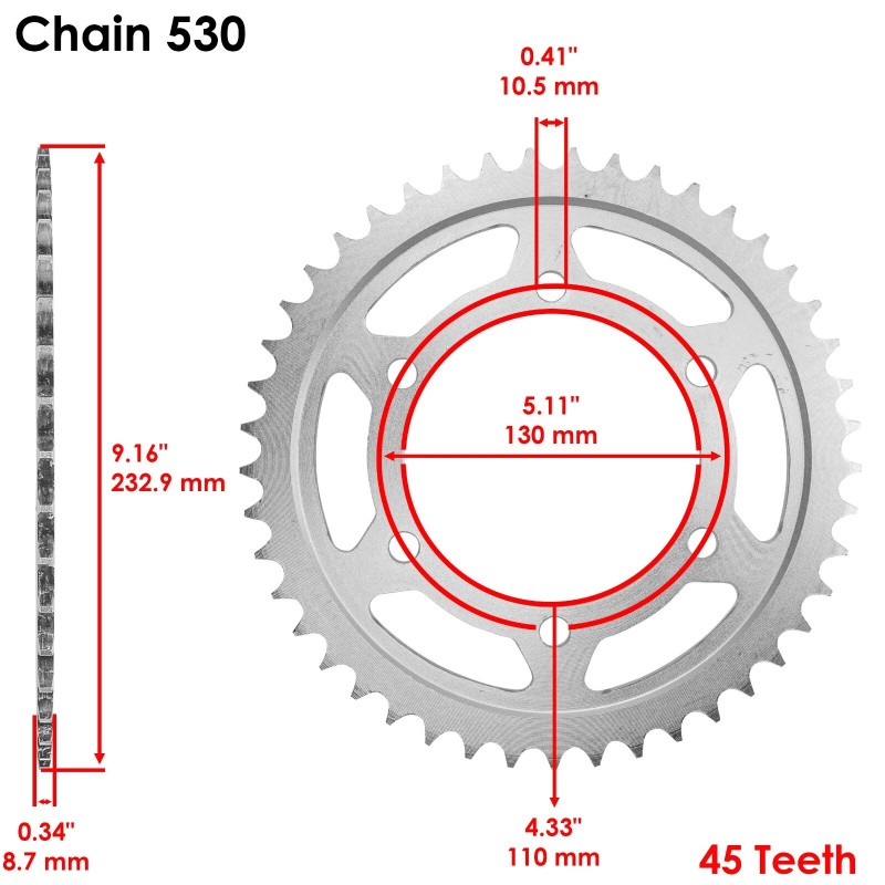 Caltric Red O-Ring Drive Chain and Sprockets Kit for Yamaha
