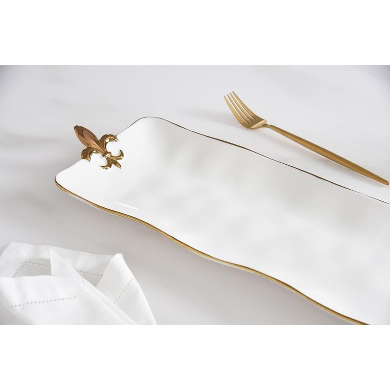 Fleur-De-Lis Rectangular Serving Piece, 21.75" x 6.5" x 1.75"