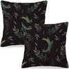 Black Moon Throw Pillow Cover 16x16 inch, Cute Green Magic