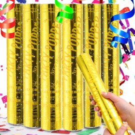 ELFULLY 6 Pack Confetti Cannon, Multi-Color Party Popper, 12 Inch Large Confetti Poppers, Less Messy Streamer Cannon with Safety Net for Celebration Graduation Wedding Birthday New Year Decorations