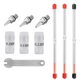 Favengo Pack of 7 Airbrush Nozzles 0.2 mm/0.3 mm/0.5 mm Airbrush Needles Replacement Airbrush Accessories Universal for Airbrush Gun Nozzle and Needle Replacement Parts, and a Special Wrench