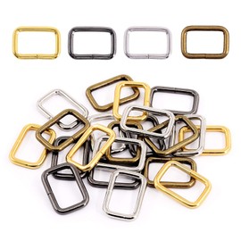 Swpeet S1175 60Pcs Heavy Duty 1 Inch / 25mm Metal Rectangle Ring, Webbing Belts Buckle Metal Rings for for Belt Bags DIY Accessories Keychains Belts and Dog Leash - Sliver, Bronze, Gold, Gun-Black