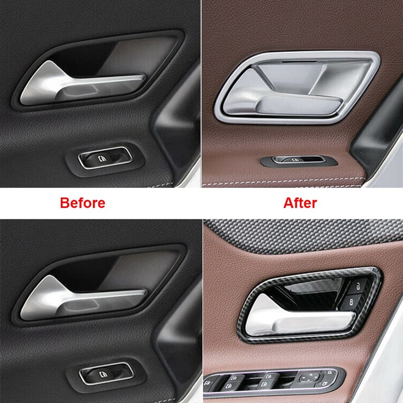 Riloer Car Accessories Carbon Fibre Chrome Interior Door Handle Shell