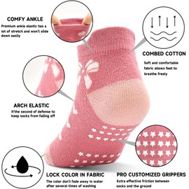 GRPSKCOS - Calcetines antideslizantes para niñas, 12 pares de calcetines de tobillo para niños de 1 a 7 años, Estilo mariposa #5 (12 pares), 3-5 Años