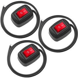 MKBKLLJY 3Pcs Red Paste Type Switch Car Rocker Switch ON/Off Surface Mount DC 12V Push Button Switch led Light Strip Switch 24V 110V 230V 3A 5A 10A High Current with 11.8inch Cable for Various Lamps