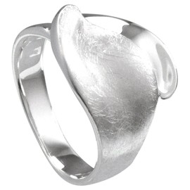 Vinani Damen Ring 925 Silber - Blatt gebürstet glänzend - aus 925 Sterling Silber für Frauen - Größe 56 (17.8) RBT56