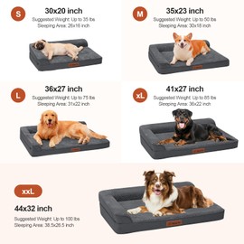 Rainmr Dog Beds for Small Dogs - Washable Pet Bed for Puppy and Kitten with Slip-Resistant & Waterproof Cover, 36x27 Inches, Dark Grey