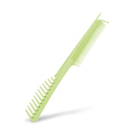 Heat-Resistant One-Handed Hair Straightening Comb with Sectioning Pick, Fine and Coarse Teeth for Detangling and Straightening, Ideal for Heat-Damaged Hair (Green)