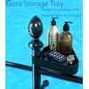 Pool Towel Rack Outdoor, 6 Bars with Top Tray Metal