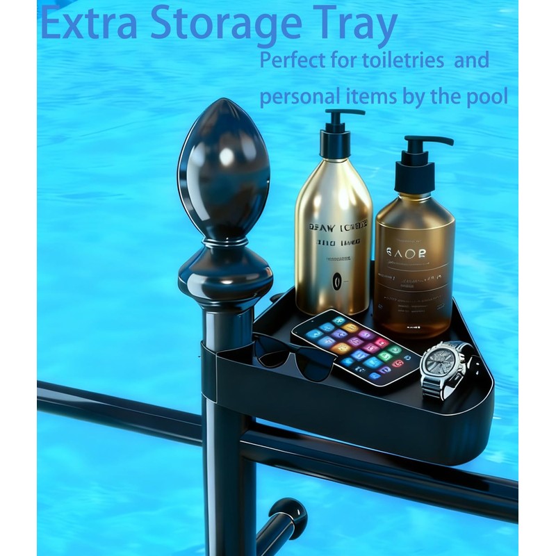 Pool Towel Rack Outdoor, 6 Bars with Top Tray Metal