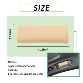 2PCS Leather Inside Car Door Handle Protector,Colorful Car Handle Cover for Car Decorations & Door Pull Handle Protections,Universal Interior Car Door Handle Scratch Protector (Beige)