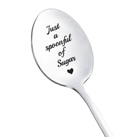 Sugar Lover Gift Spoons for Women Men Just a Spoonful of Sugar Spoon for Daughter Best Friend Coffee Dessert Lover Gifts Spoons for Girlfriend Son Birthday Christmas Gift