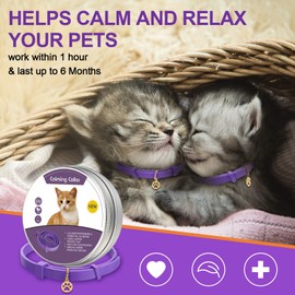 2 Pieces Calming Cat Collar Lavender Scent Relaxing Cat Collar Adjustable Longlasting Reduce Anxiety Cat Collar with Pendant for Puppy Cat Reduce Stress Aggression and Anxious Behavior, up to 15 Inch