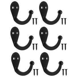 Fuxxer 6 Classic Iron Hooks Coat Hooks Clothes Hooks (Black)