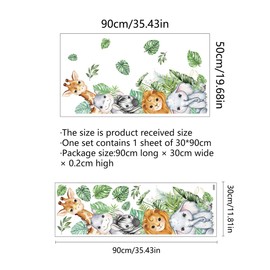 WOHAHA Wall Sticker, Kids Room Cartoon Animals, Nursery Nursery Wall Sticker, Stylish, Removable, Cute Jungle Animals, Lion, Zebra, Giraffe, Turtle Back, Wall Sticker, Green, Plant, Door, Stairs,