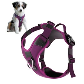 PupSensei No Pull Dog Harness - Durable Polyester Puppy Harness with Front Anti-Pull Loop, Reflective Strips, and Quick-Release Clips for Small, Medium, and Large Dogs (Berry Purple, Small)