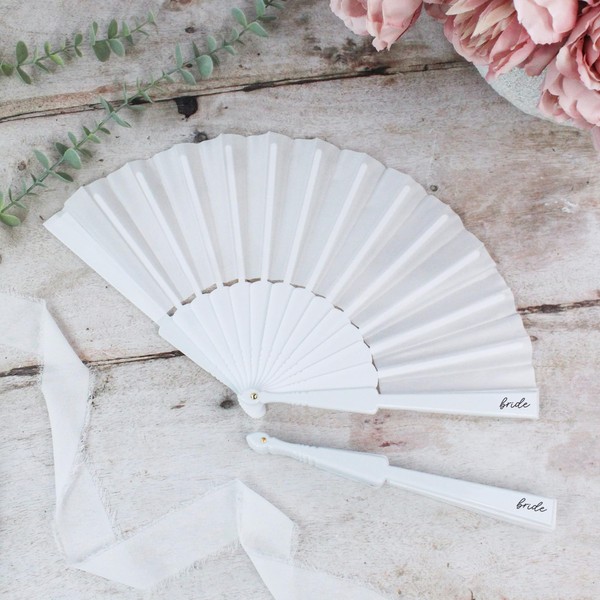 eBuyGB White Bride Fan, Hen Party Favours for Bridal Party,