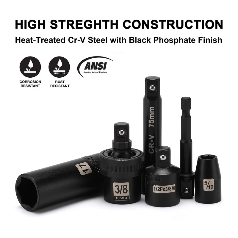 Mayouko 49 Pieces 3/8" Drive Impact Socket Set, 5/16"-3/4", 8-22MM,