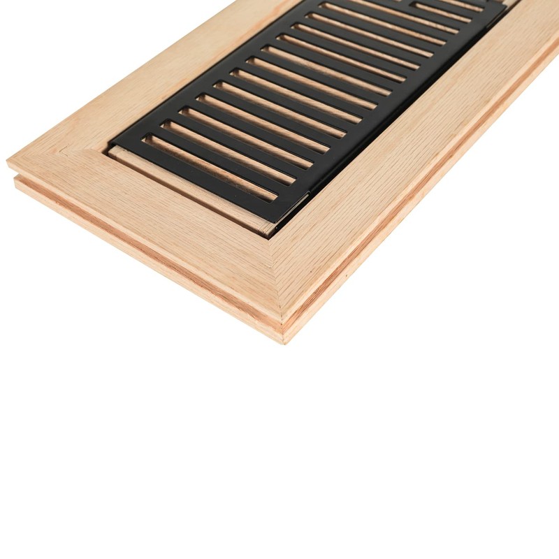 Hardwood White Oak Floor Register, Flush Mount with Frame, 4x10
