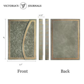 VICTORIA'S JOURNALS Magnet Journal, Carving Vintage Notebook Faux Leather Hard Cover Personal Diary Lined Pages Ribbon Bookmark, 8'' x 5.7''