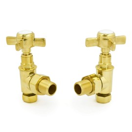 Hot Flow | Bayou Cross-Head Traditional Manual Radiator Valves (Pair) (Un-Lacquered Brass)