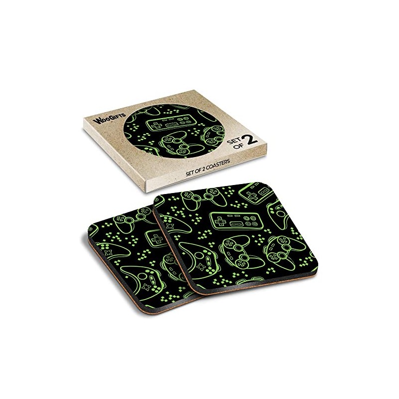 2 x Square Coasters - Gamer Controller Console Gaming Cork